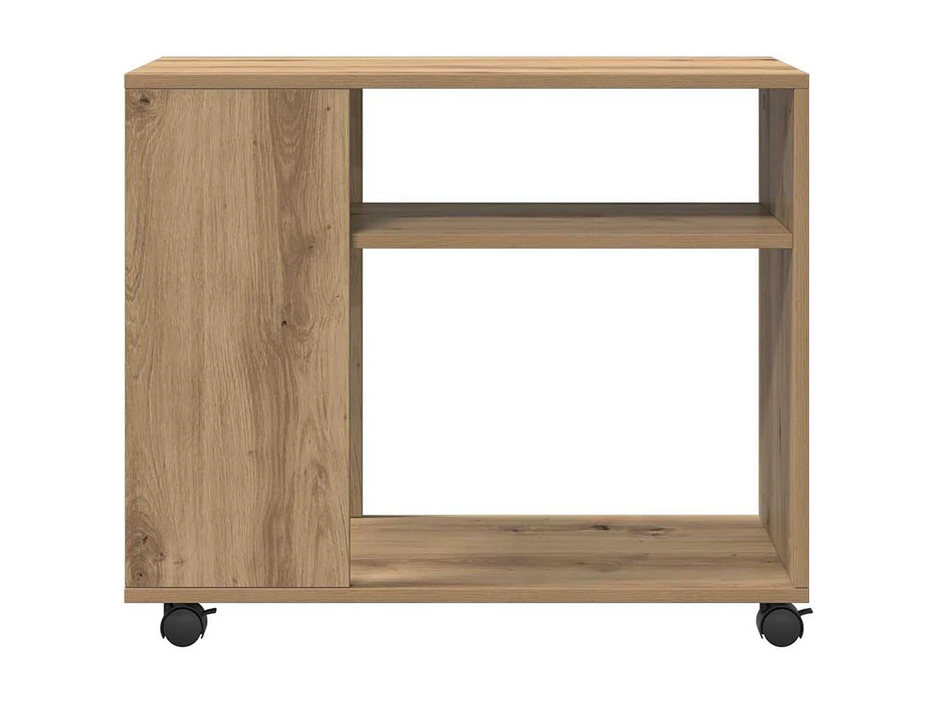 Mesa auxiliar con ruedas madera roble Sonoma 70x35x60 cm