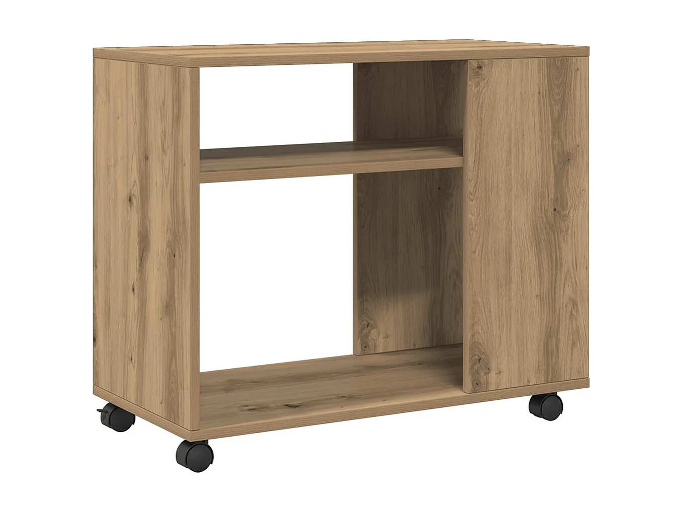 Mesa auxiliar con ruedas madera roble Sonoma 70x35x60 cm