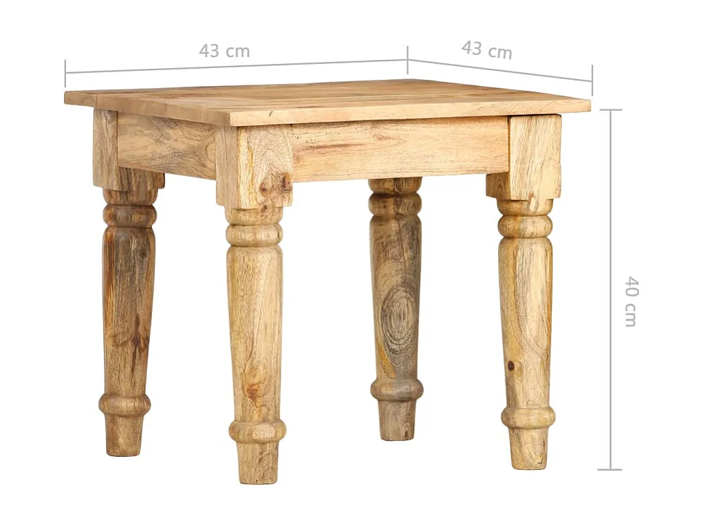 Mesa auxiliar de madera maciza de mango 43x43x40 cm