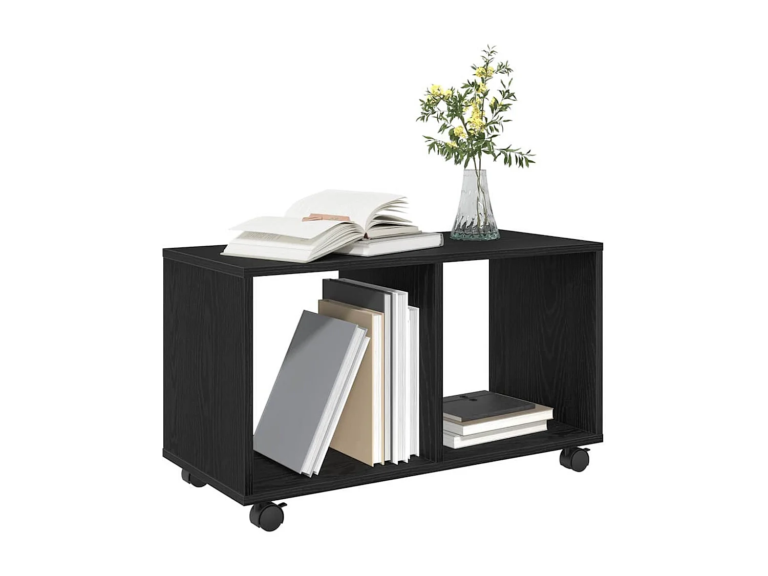 Mesa de apoio com prateleira Carvalho preto 72 x 33 x 42.5 cm