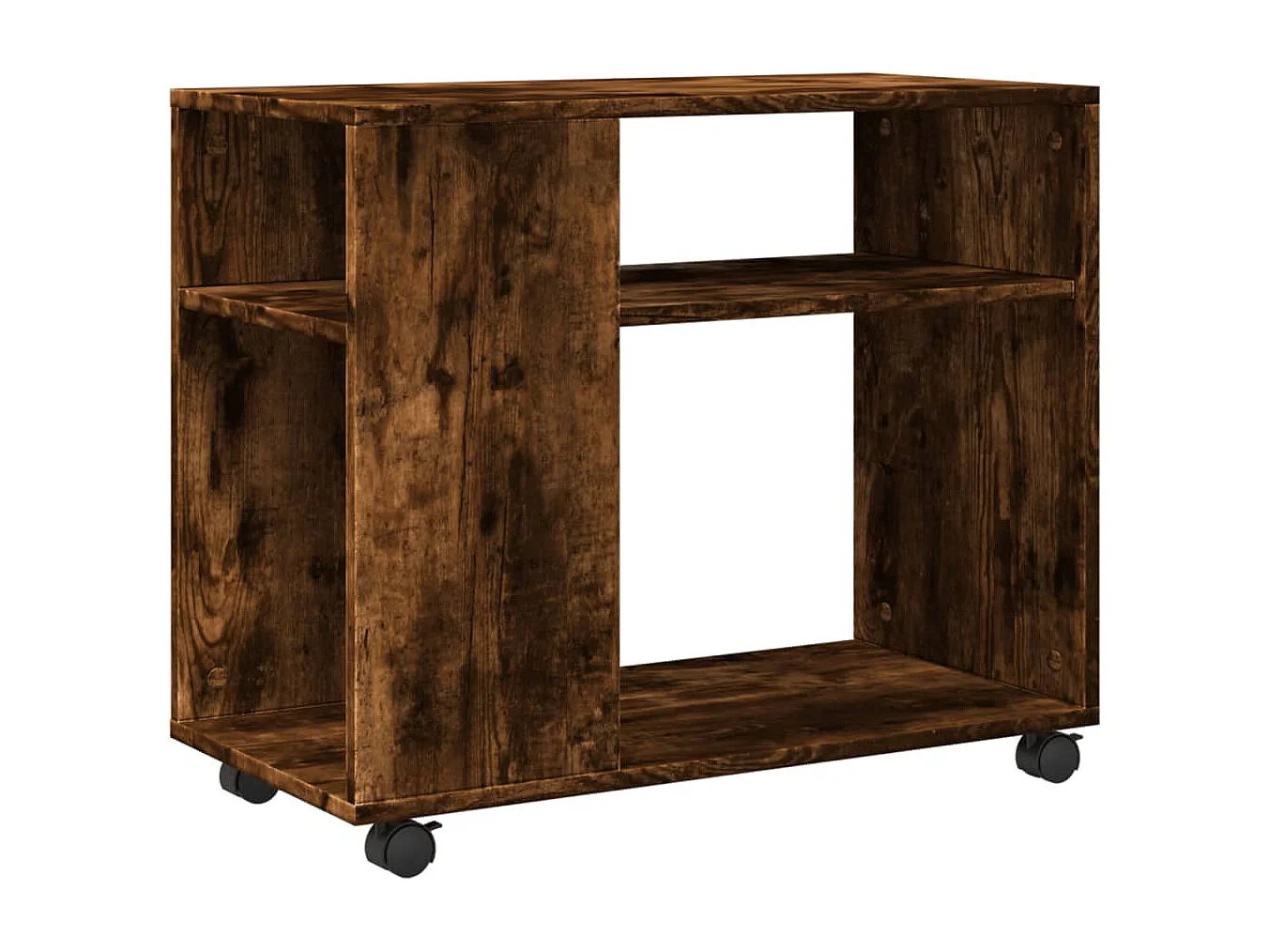 Mesa auxiliar con ruedas madera roble ahumado 70x35x60 cm