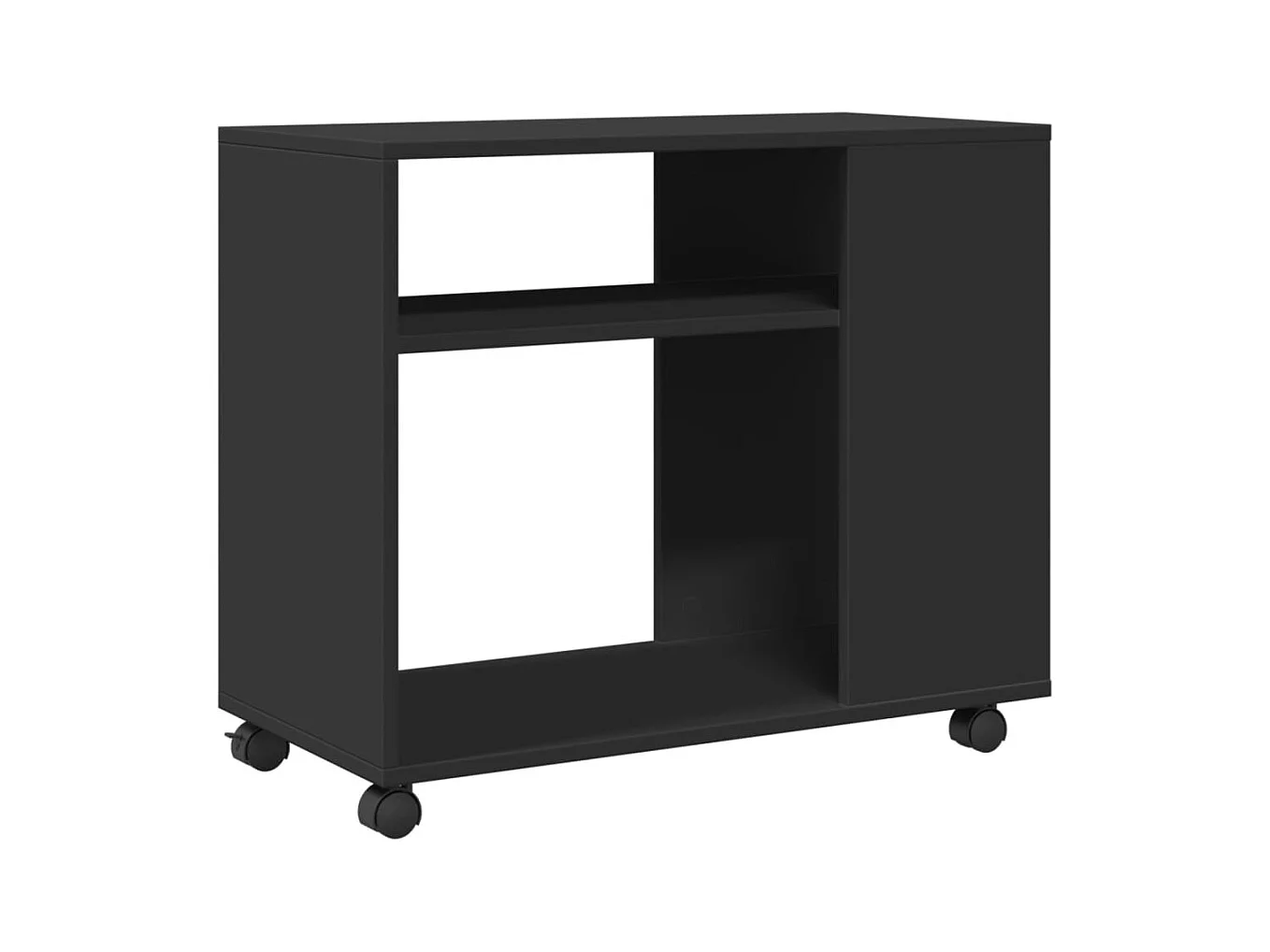 Table d'appoint avec roues noir 70x35x60 cm bois d'ingénierie