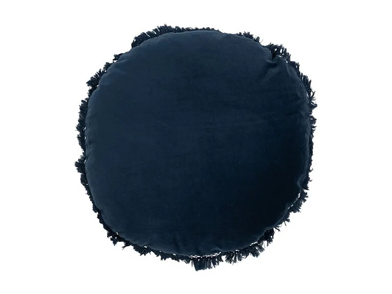 Cojín redondo terciopelo algodón/lino azul 48