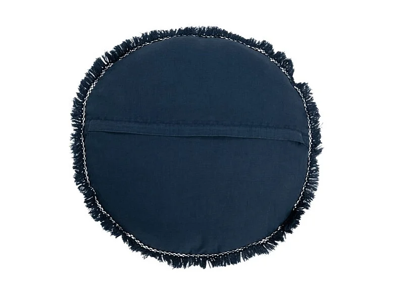 Cojín redondo terciopelo algodón/lino azul 48