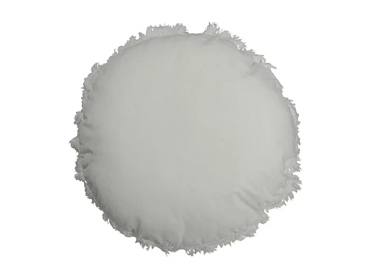 Cojín redondo terciopelo algodón/lino blanco 50x50 cm