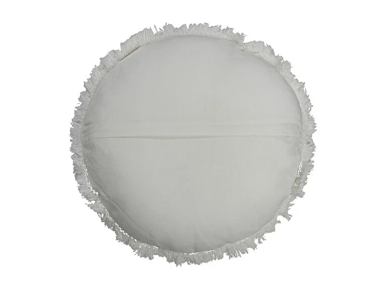 Cojín redondo terciopelo algodón/lino blanco 50x50 cm