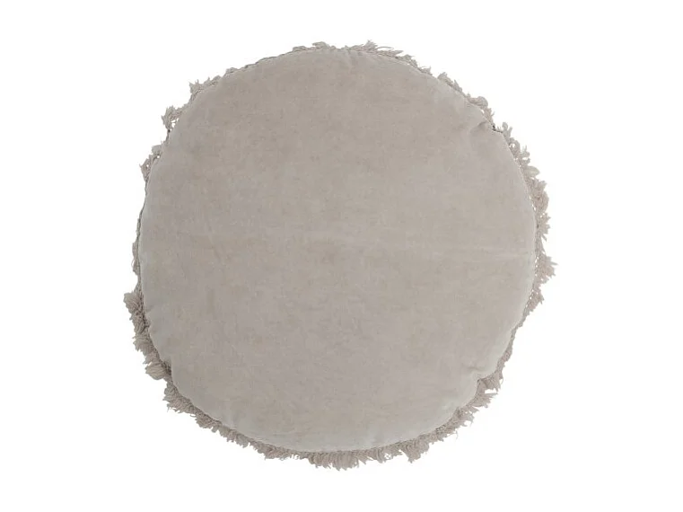 Cojín redondo terciopelo algodón/lino gris 50x50 cm