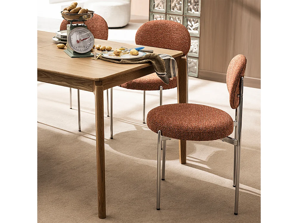 Kyoto - Lot de 2 chaises en tissu pieds chrome - Rouille