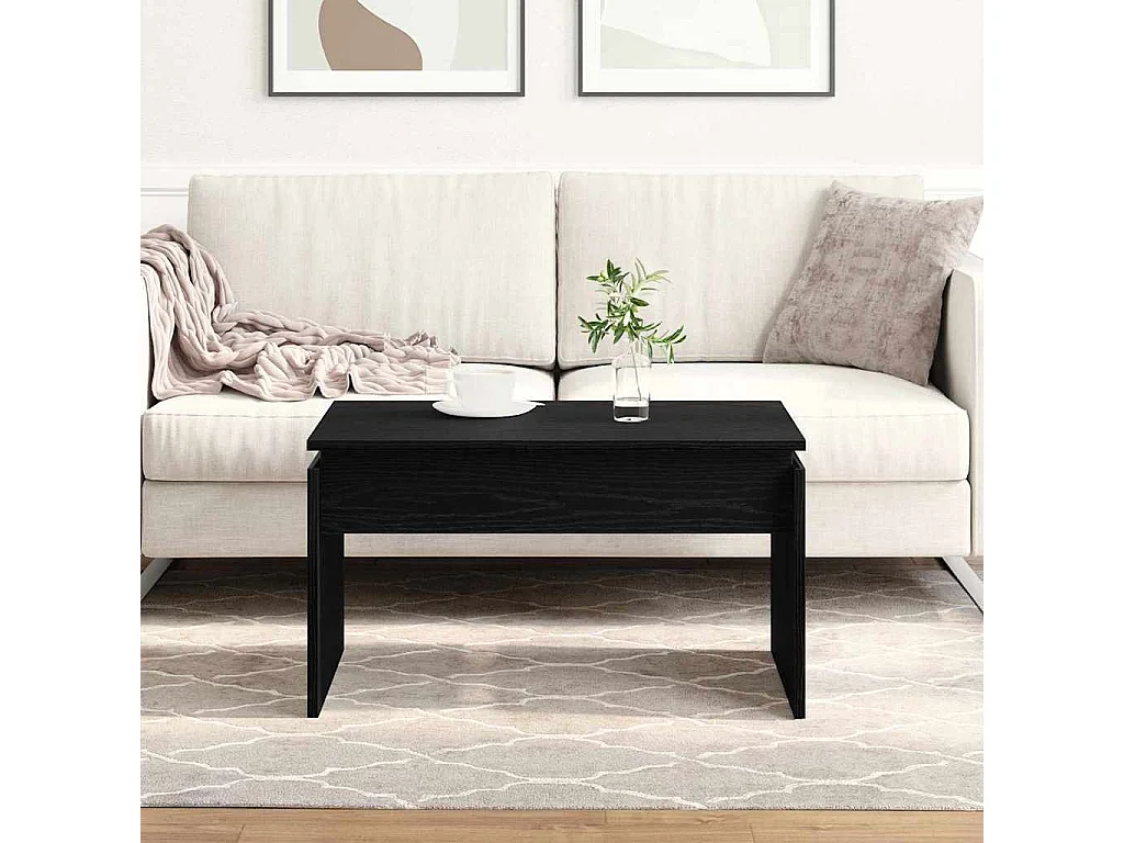 Mesa de Café Roble Negro 68 x 38 x 50 cm Madera contrachapada