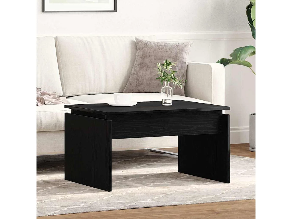 Mesa de Café Roble Negro 68 x 38 x 50 cm Madera contrachapada