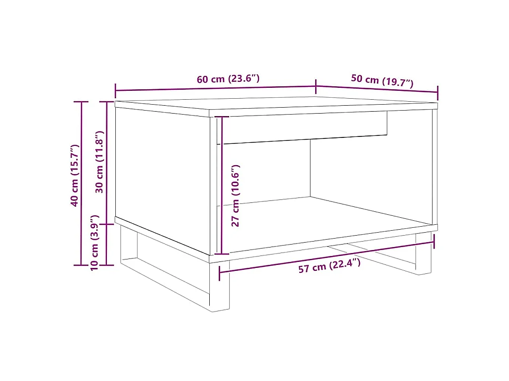 Mesa de Café Roble artisan 60 x 50 x 40 cm Madera contrachapada