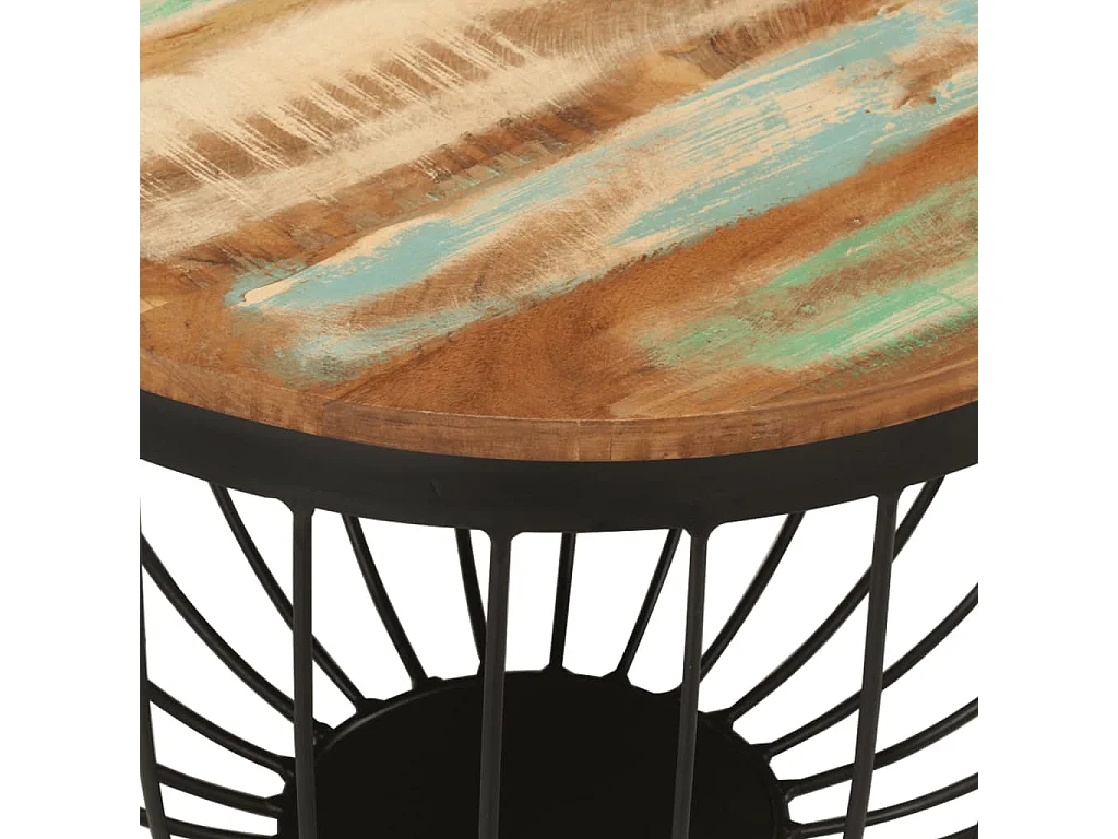 Salontafel Ø 50x35 cm massief gerecycled hout en staal