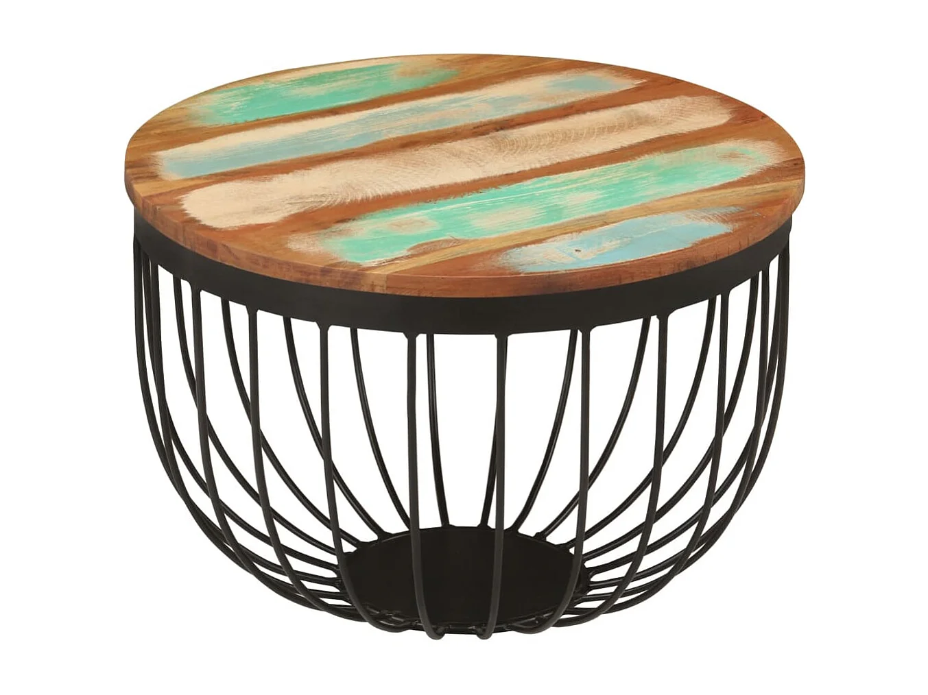 Salontafel Ø 50x35 cm massief gerecycled hout en staal