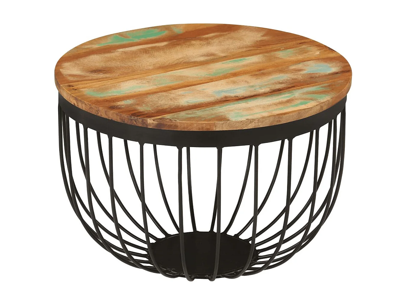 Salontafel Ø 50x35 cm massief gerecycled hout en staal