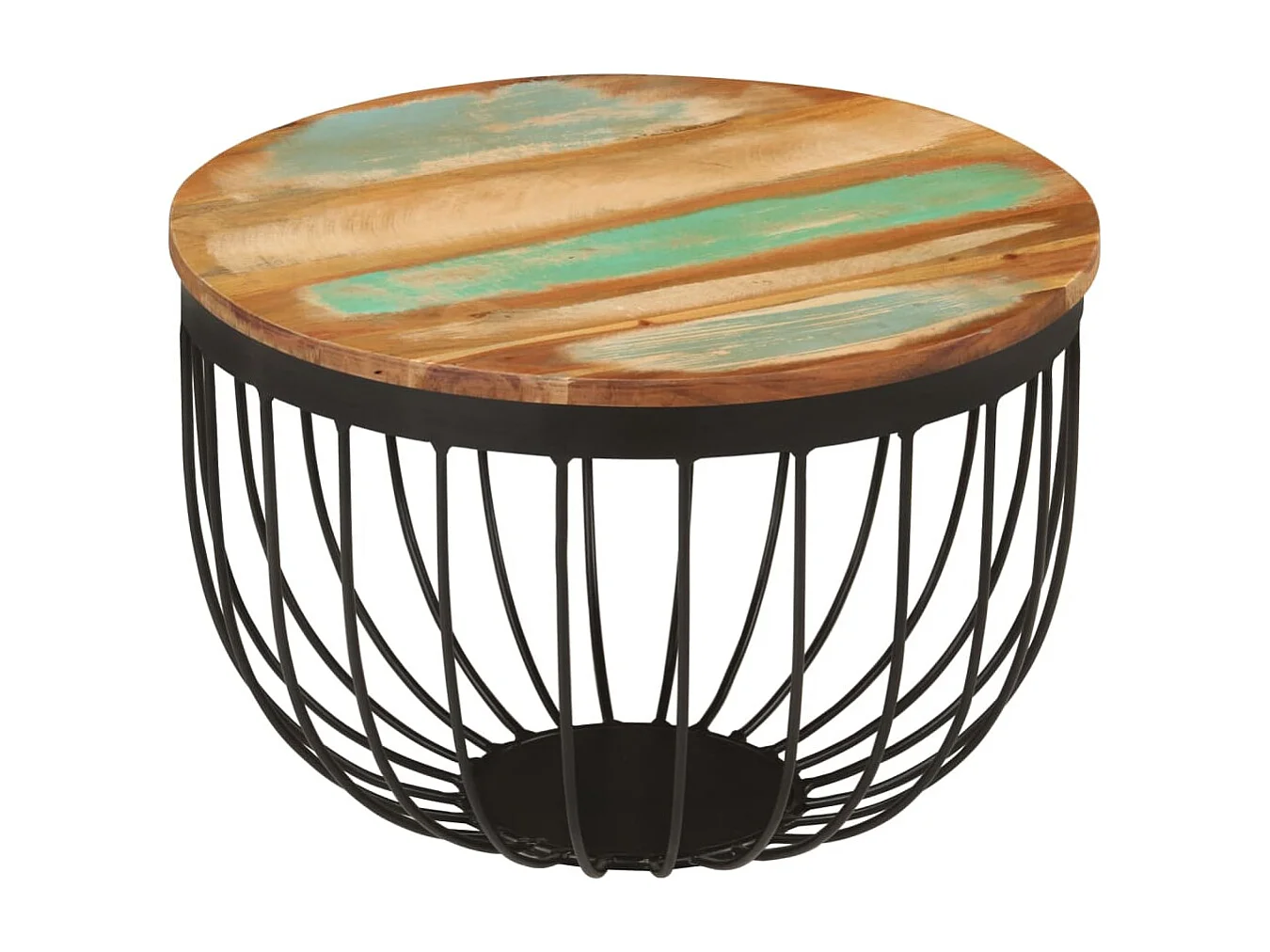 Salontafel Ø 50x35 cm massief gerecycled hout en staal