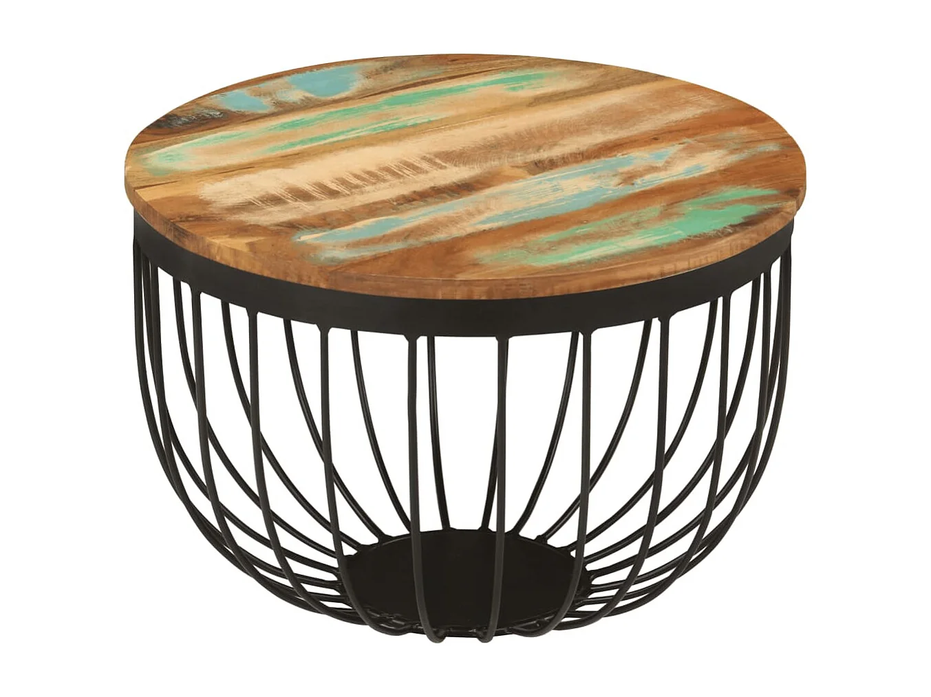 Salontafel Ø 50x35 cm massief gerecycled hout en staal