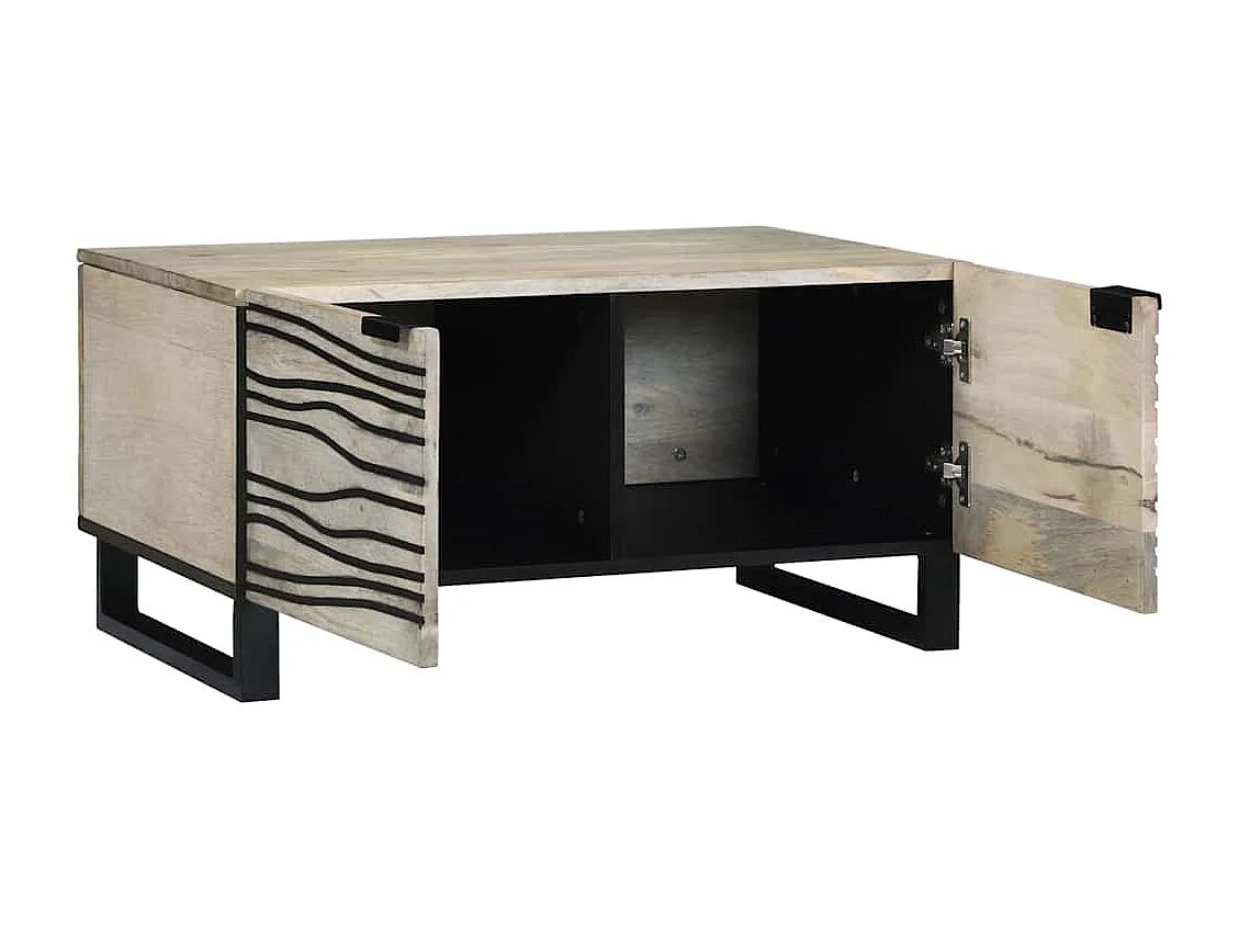 Mesa de centro Bege e Preto 80 x 50 x 40 cm