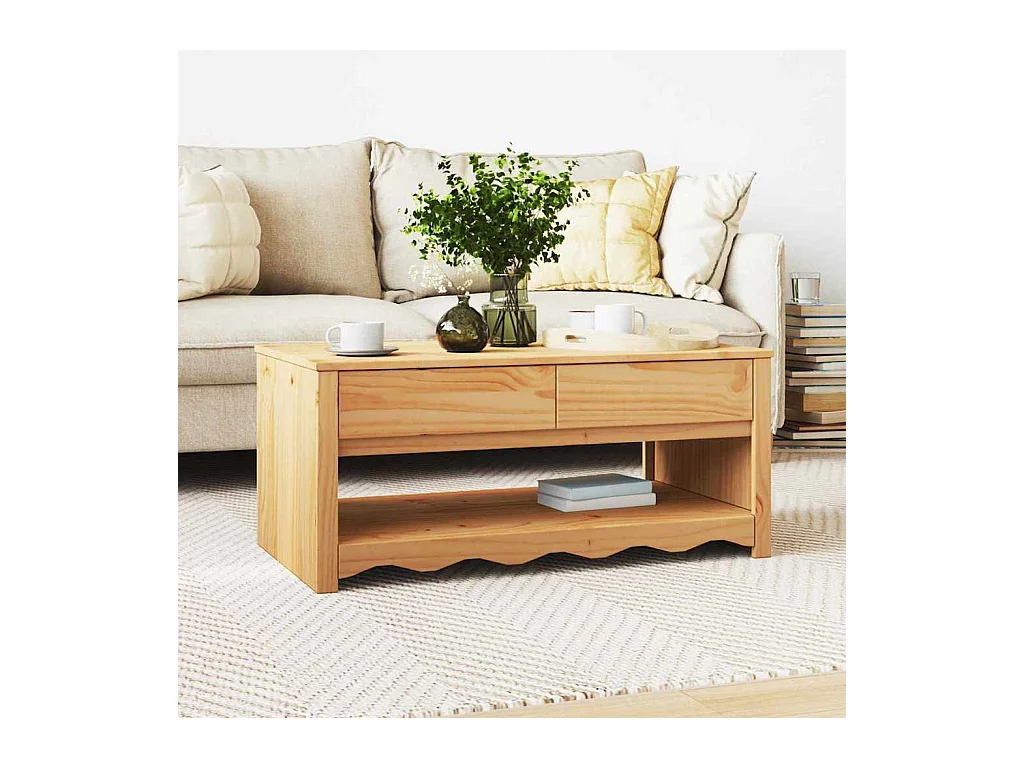 Table basse Drammen Chêne 99 x 55 x 45 cm Bois massif en pin