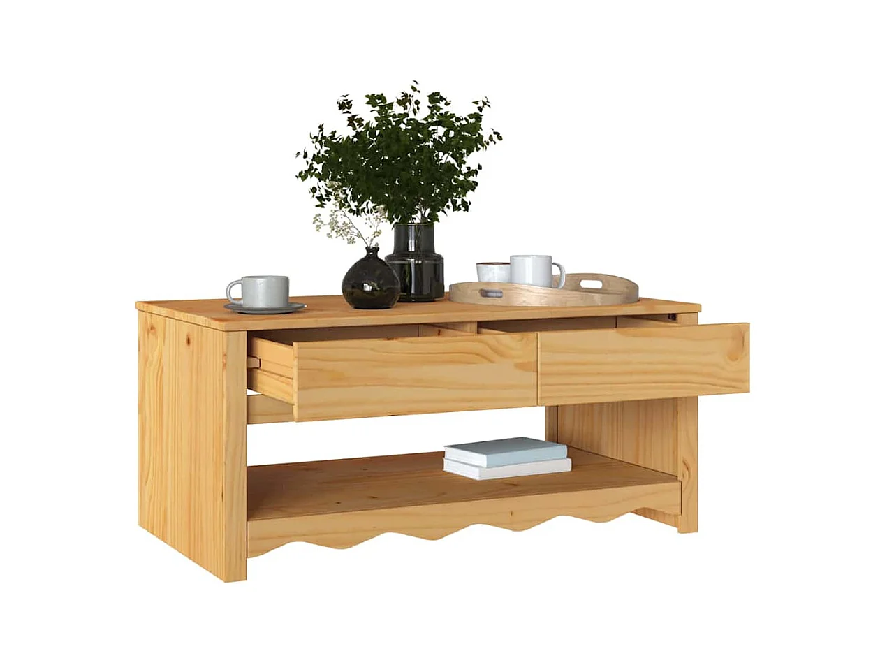 Table basse Drammen Chêne 99 x 55 x 45 cm Bois massif en pin
