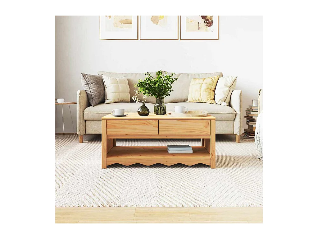 Table basse Drammen Chêne 99 x 55 x 45 cm Bois massif en pin