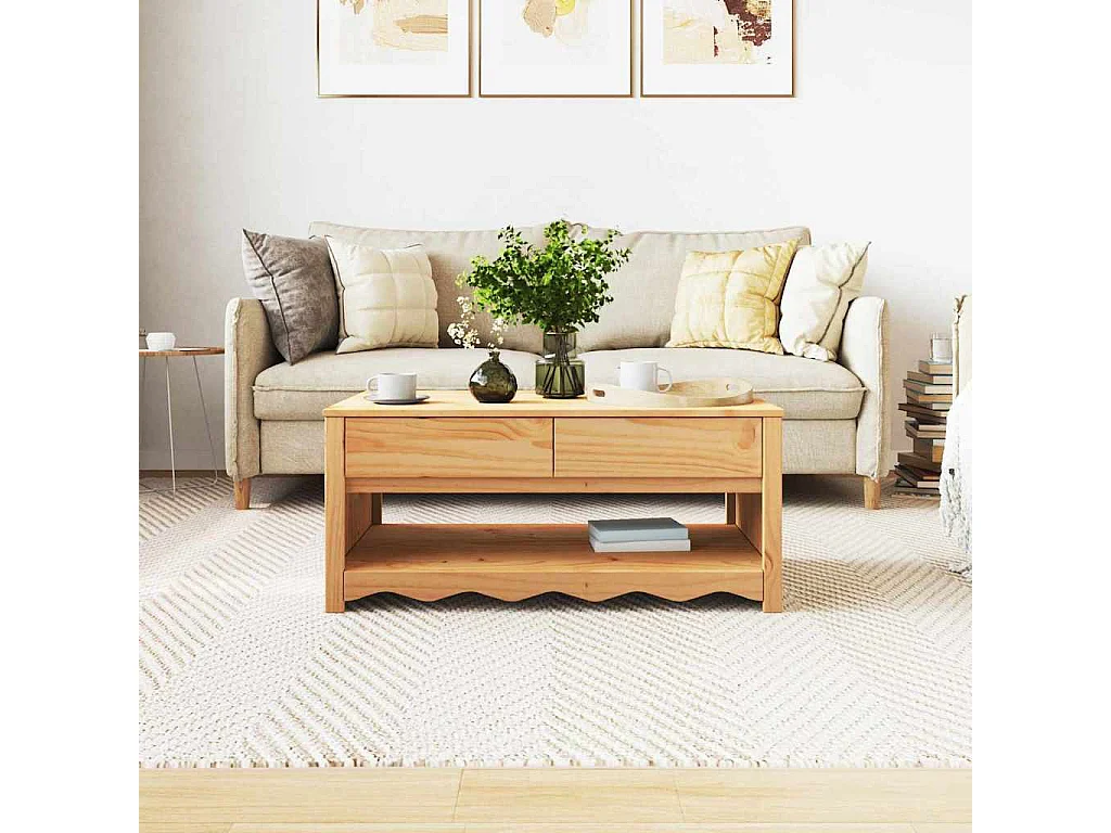 Table basse Drammen Chêne 99 x 55 x 45 cm Bois massif en pin