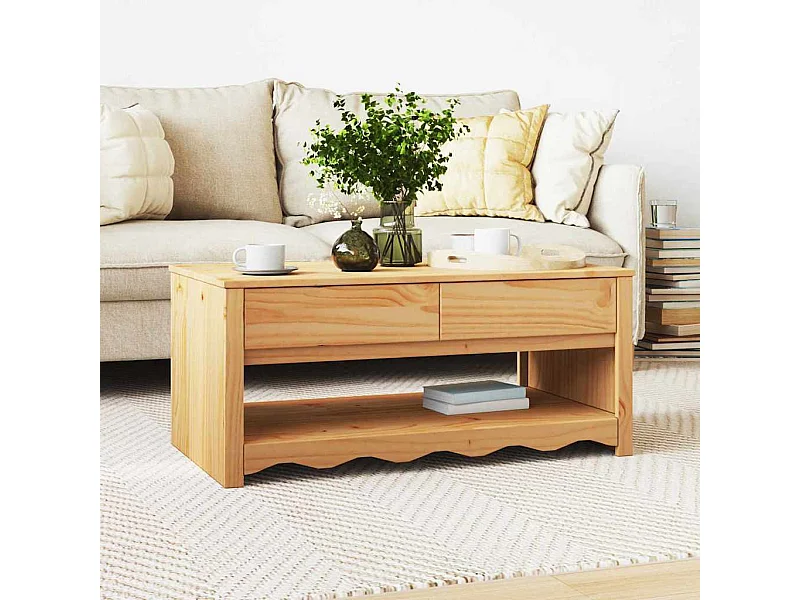 Table basse Drammen Chêne 99 x 55 x 45 cm Bois massif en pin