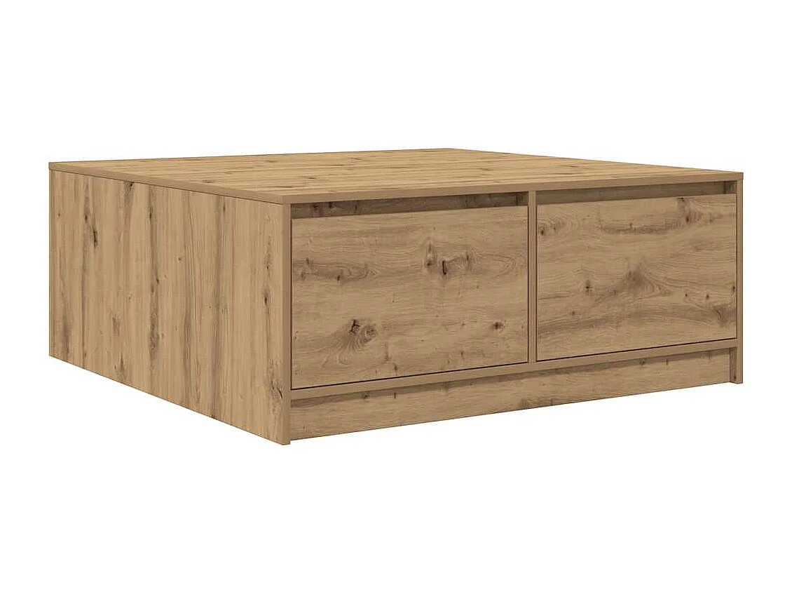 Table basse avec tiroirs chêne artisanal 100x100x40 cm