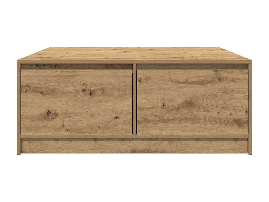 Table basse avec tiroirs chêne artisanal 100x100x40 cm