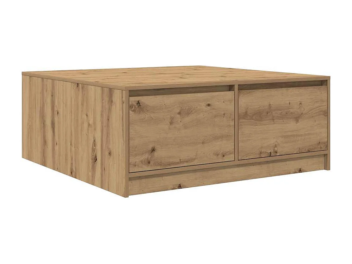 Table basse avec tiroirs chêne artisanal 100x100x40 cm
