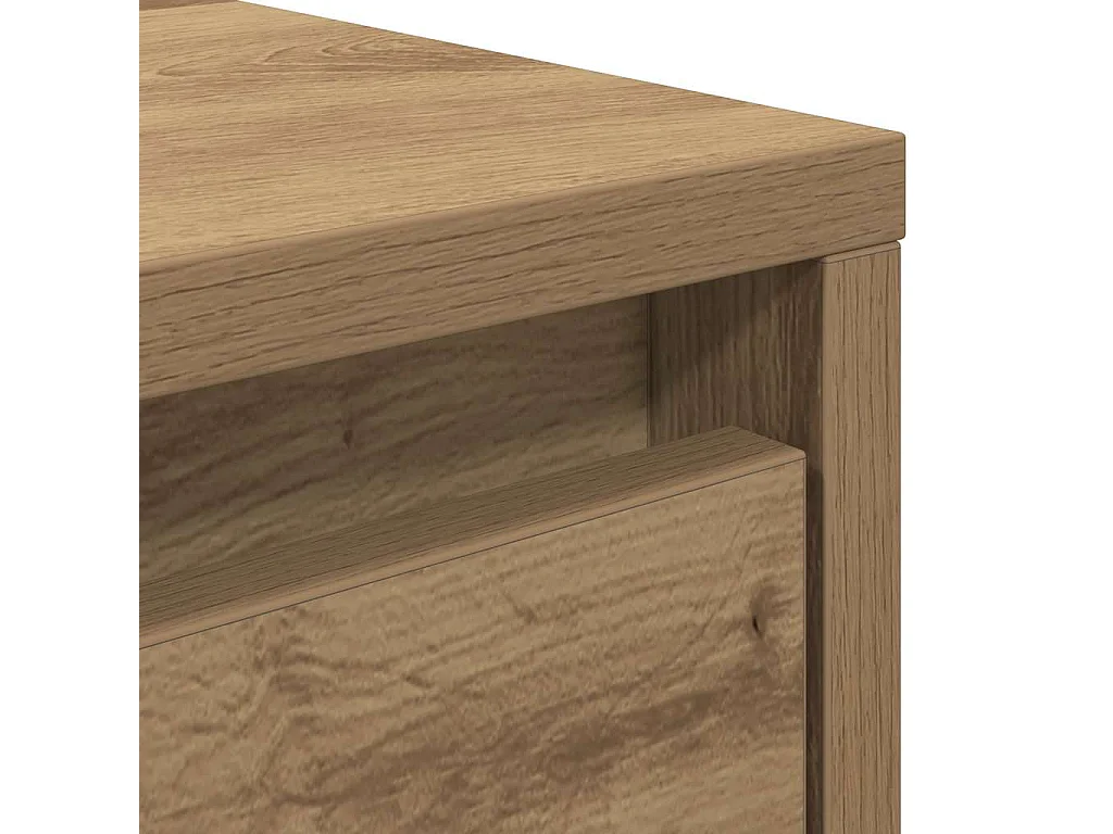 Table basse avec tiroirs chêne artisanal 100x100x40 cm
