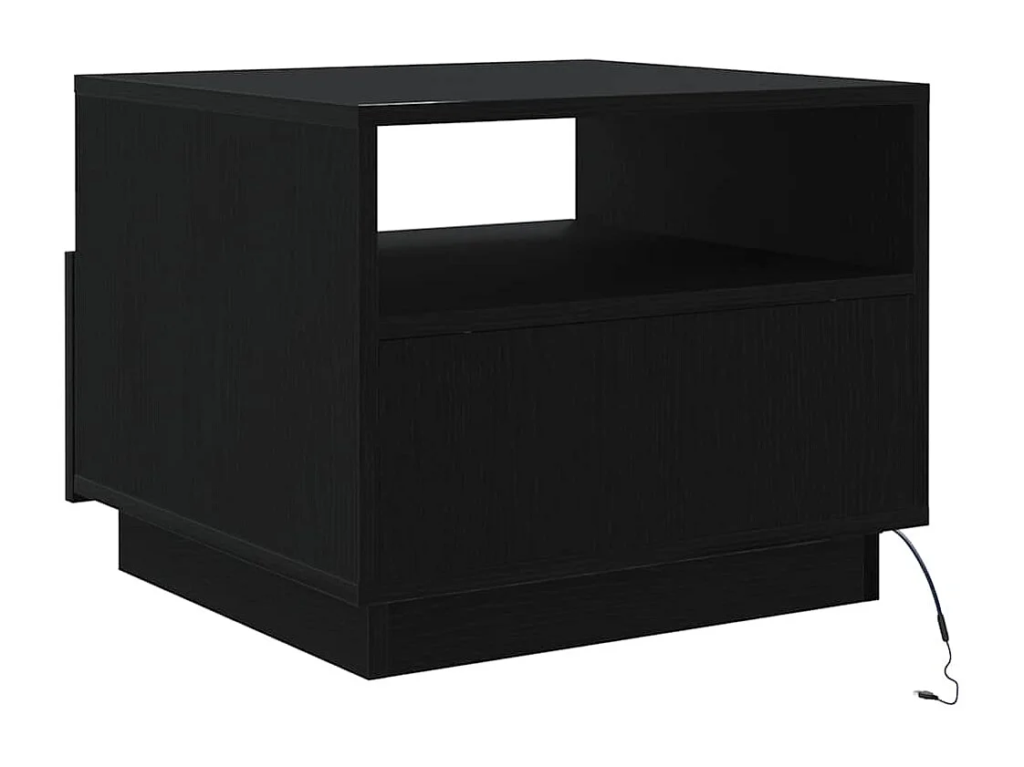 Table basse avec lumières LED chêne noir 50x49x40 cm