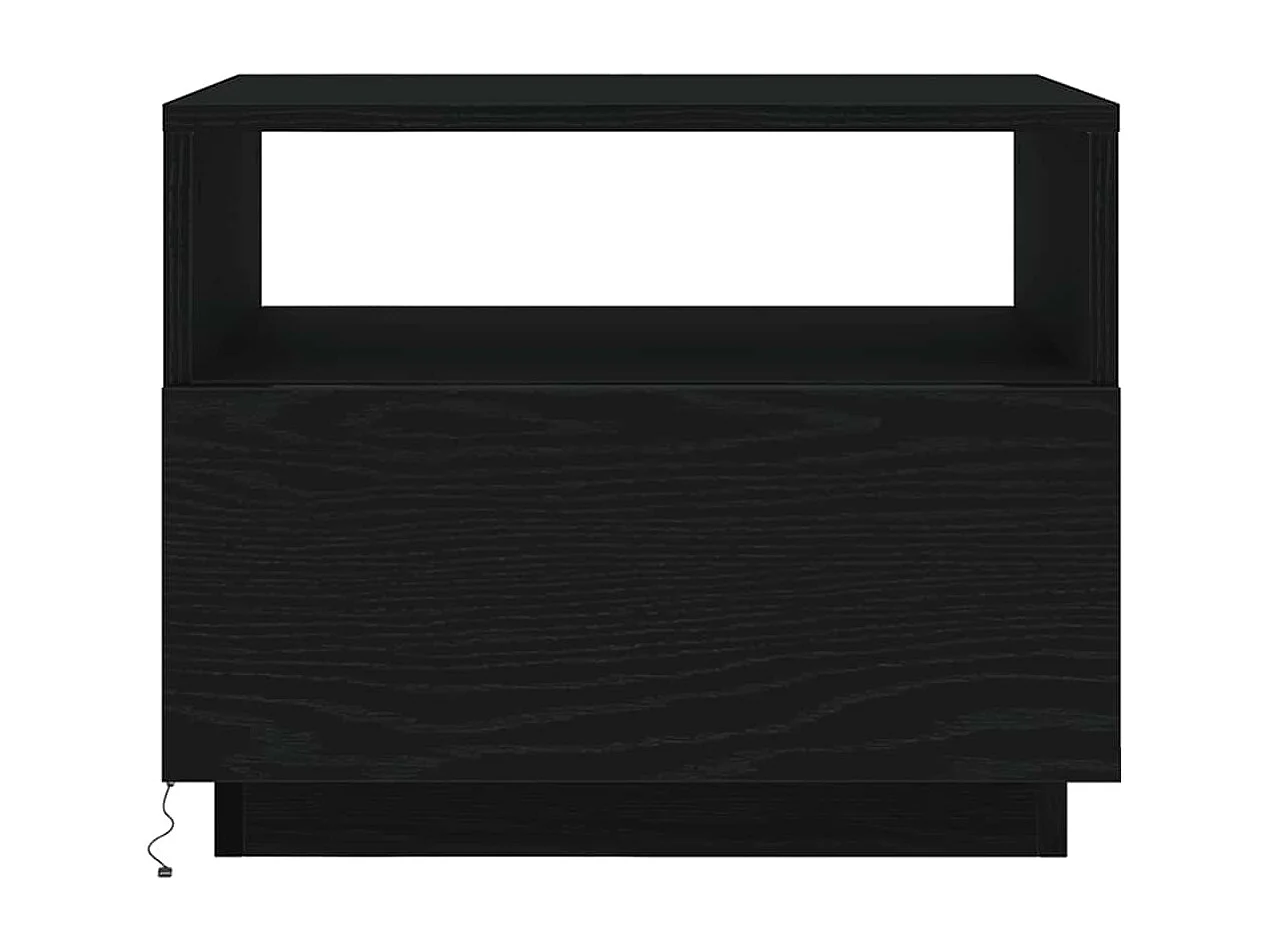 Table basse avec lumières LED chêne noir 50x49x40 cm