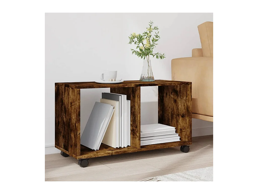 Table basse chêne fumé 72x33x42,5 cm bois d'ingénierie