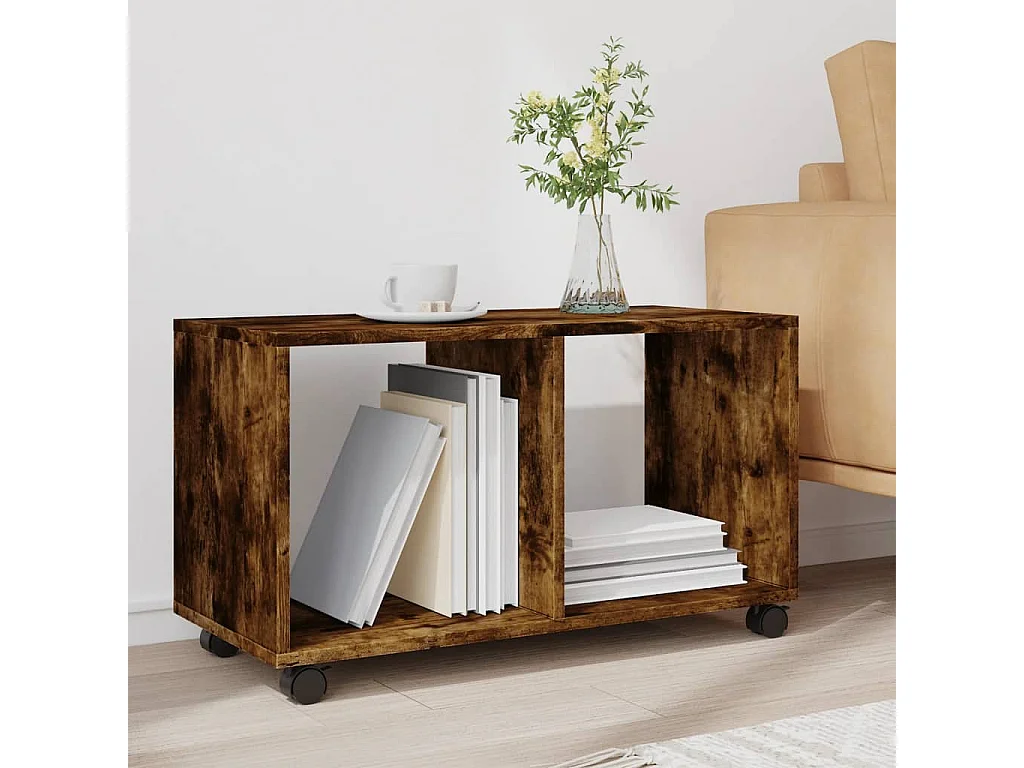 Rolkast 72x33x42,5 cm bewerkt hout gerookt eikenkleurig