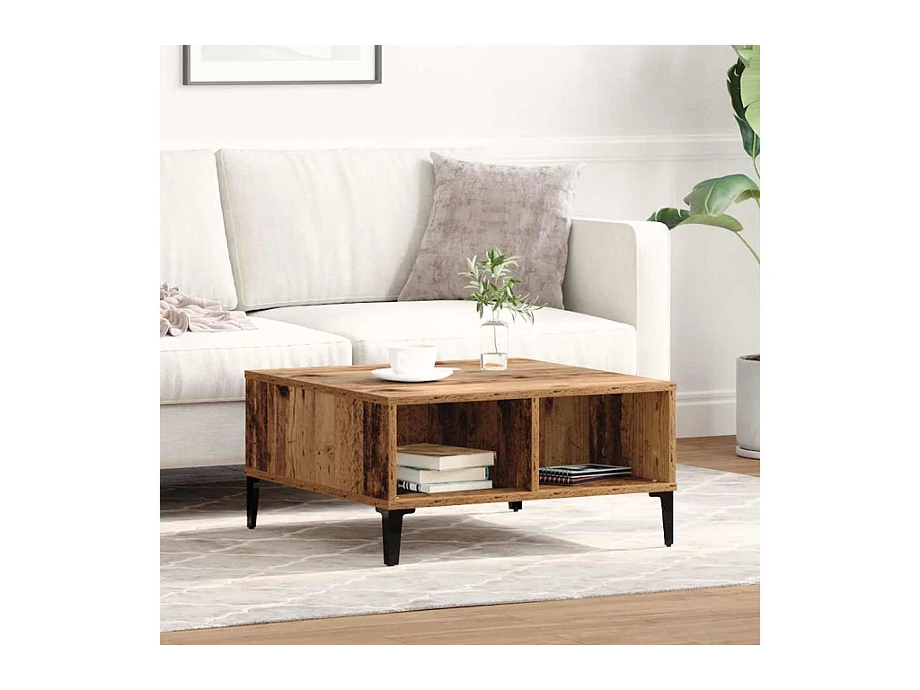 Salontafel Oud hout 60 x 60 x 30 cm Bewerkt hout