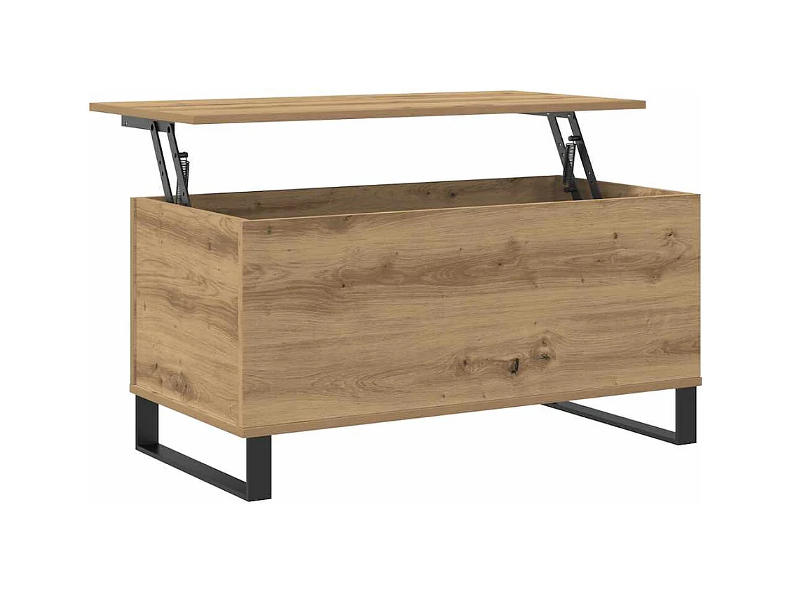 Table basse chêne artisanal 90x44,5x45 cm bois d'ingénierie