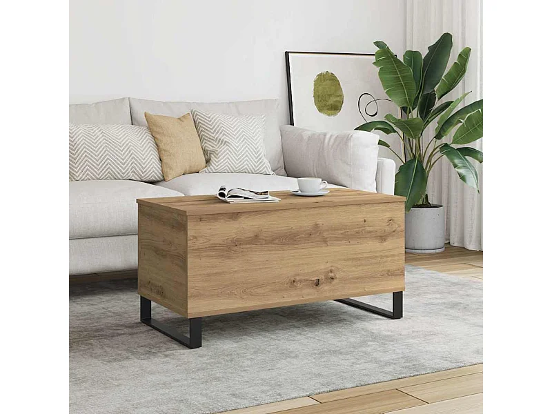 Mesa centro 90x44,5x45 cm derivados madeira carvalho artisiano