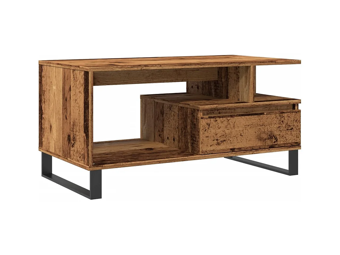 Table basse vieux bois 90x49x45 cm bois d'ingénierie