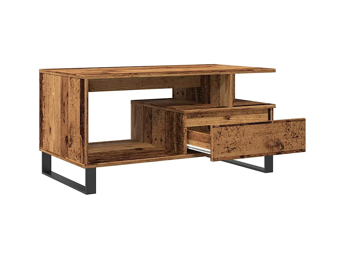 Table basse vieux bois 90x49x45 cm bois d'ingénierie