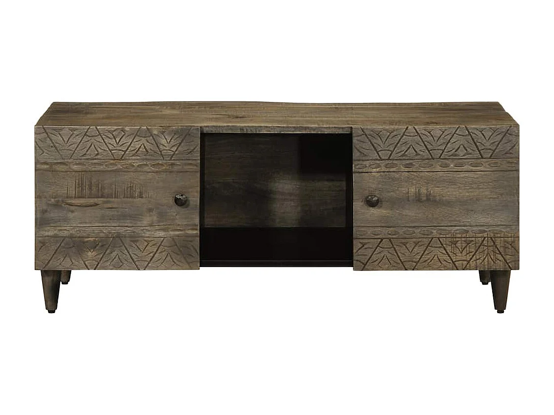 Table basse gris clair 100x54x40 cm bois massif de manguier