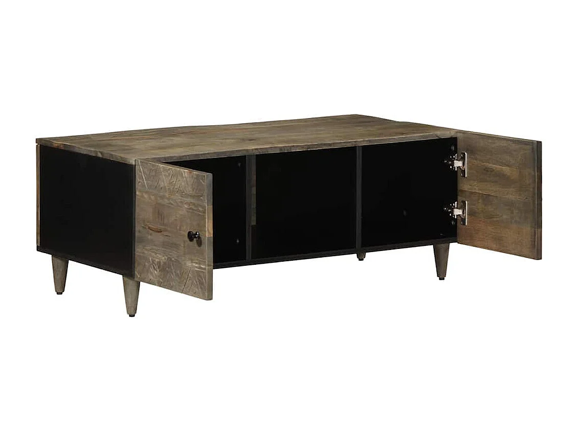 Table basse gris clair 100x54x40 cm bois massif de manguier