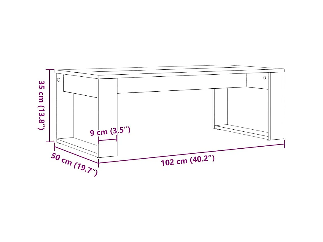 Table Basse Chêne noir 102 x 50 x 35 cm Bois d'ingénierie