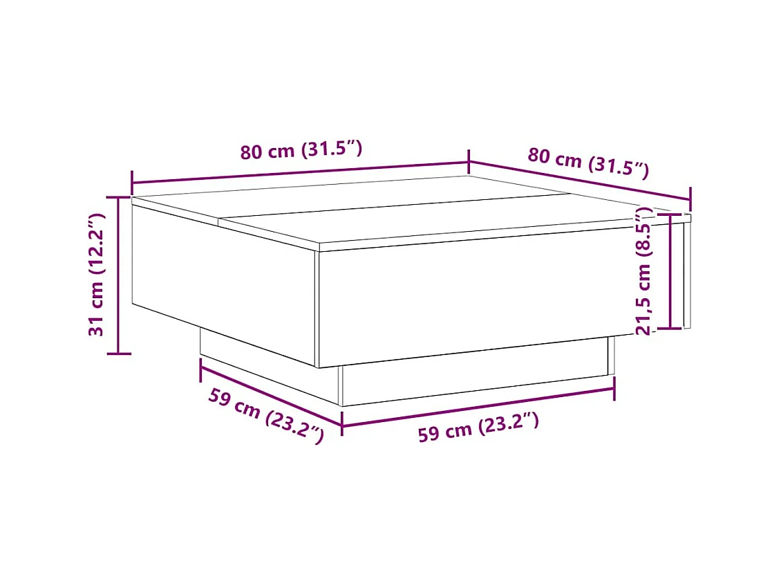 Table basse Chêne noir 80 x 80 x 31 cm Bois d'ingénierie