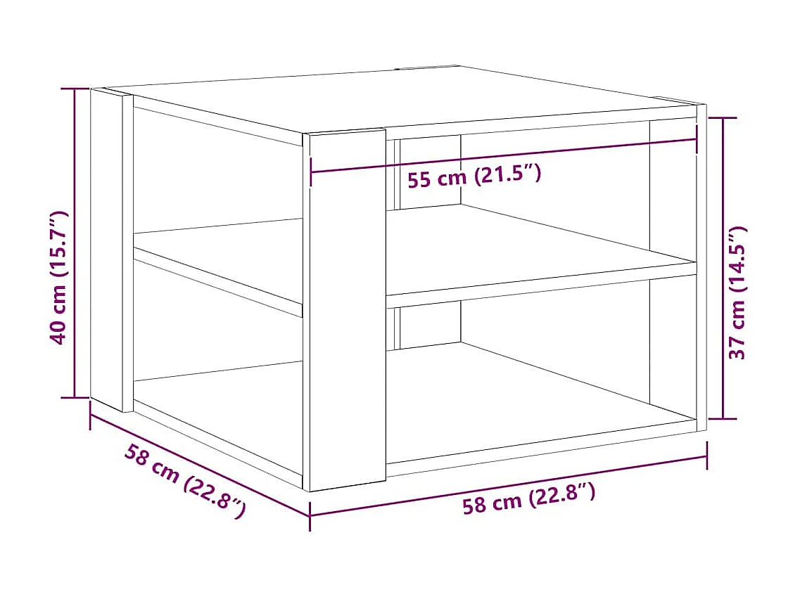 Table Basse Chêne noir 59,5 x 59,5 x 40 cm Bois d'ingénierie