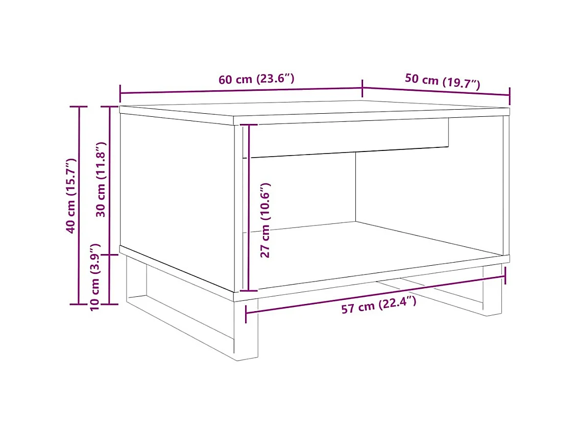 Salontafel Zwart eiken 60 x 50 x 40 cm Bewerkt hout