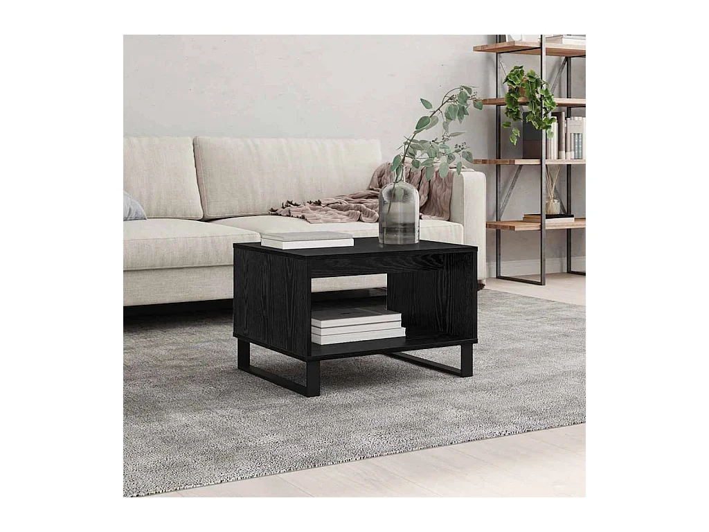 Salontafel Zwart eiken 60 x 50 x 40 cm Bewerkt hout