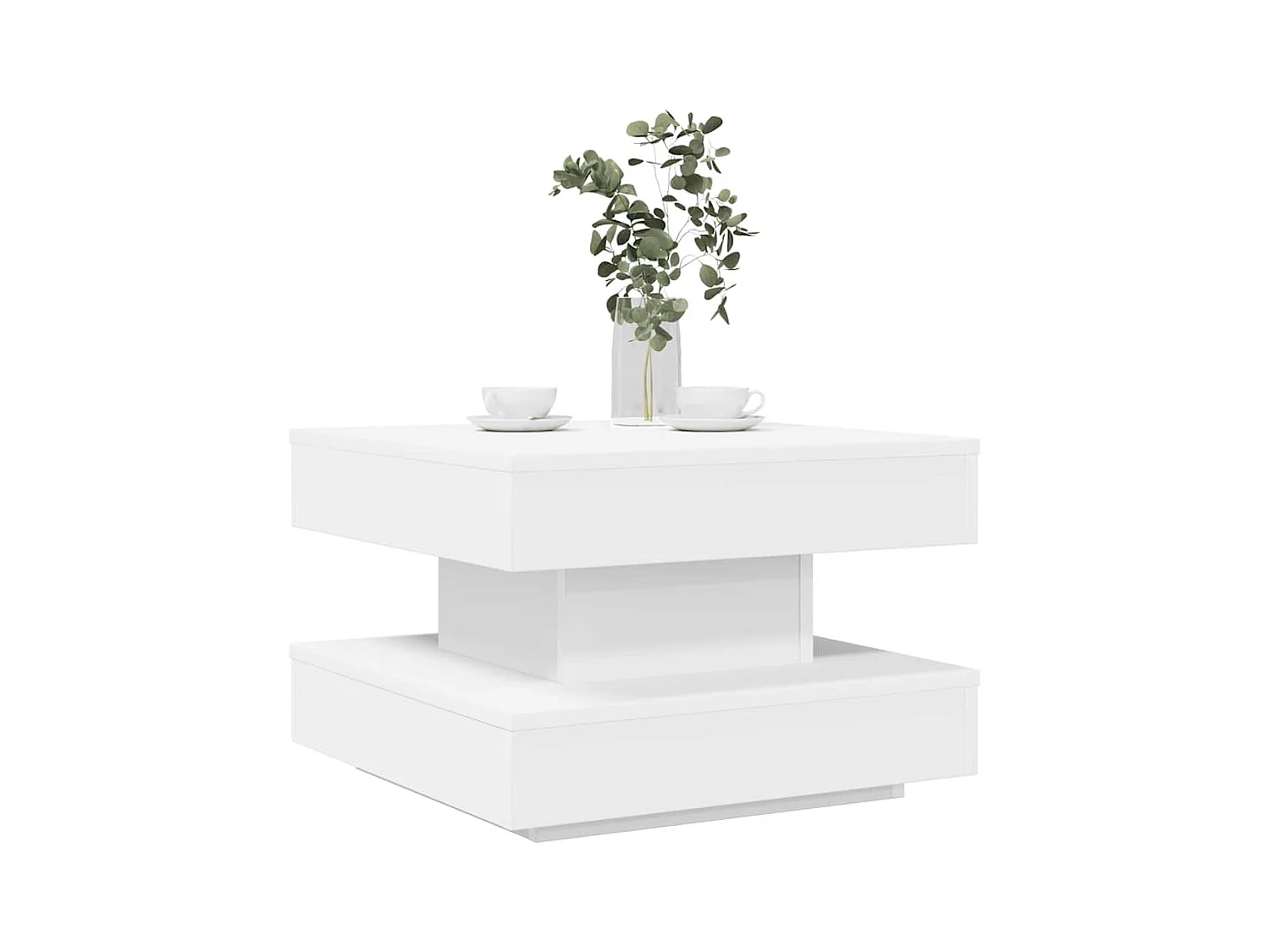 Table basse rotative à 360 degrés blanc 50x50x34,5 cm