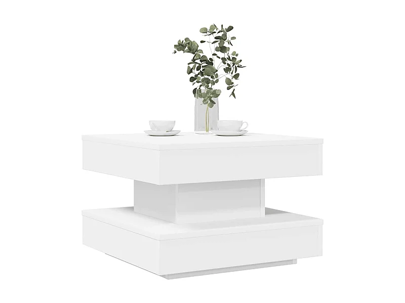Table basse rotative à 360 degrés blanc 50x50x34,5 cm
