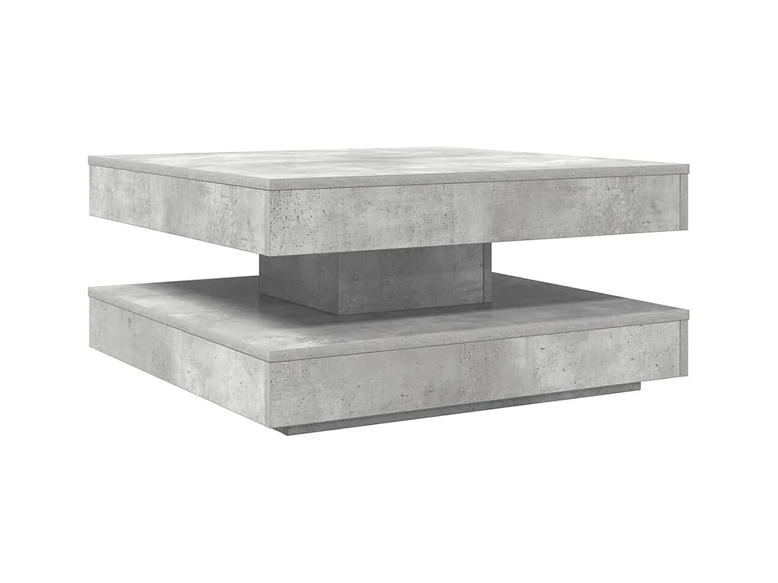 Table basse rotative à 360 degrés gris béton 70x70x34,5 cm