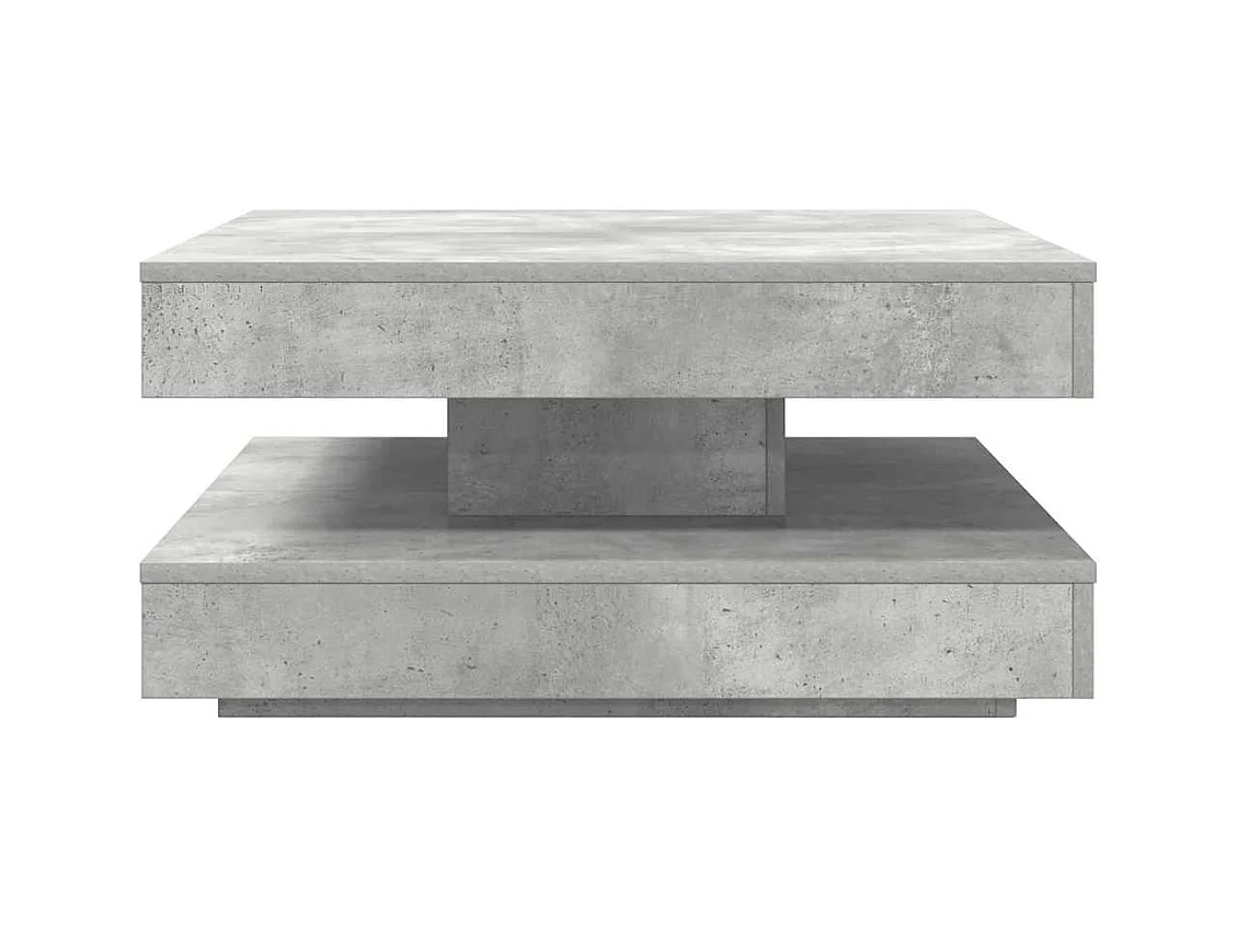 Table basse rotative à 360 degrés gris béton 70x70x34,5 cm